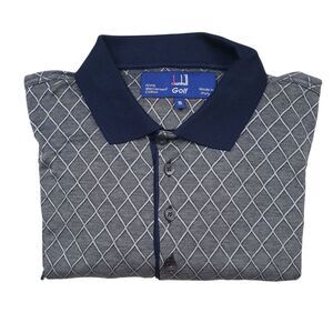 Vintage Dunhill Golf Polo Shirt Mens Small Blue Diamond Long Sleeve Italy